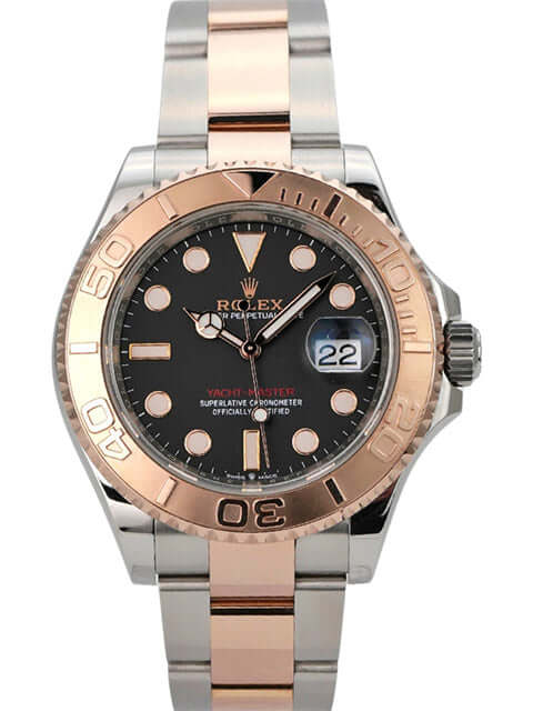 Rolex Yacht-Master 40 Oystersteel Everose-Gold 126621 Schwarz mit schwarzem Zifferblatt und roségoldener Lünette.
