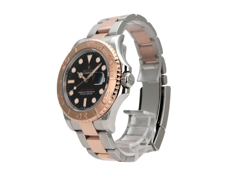 Rolex Yacht-Master 40 Oystersteel Everose-Gold 126621 Schwarz auf schwarzem Zifferblatt, seitlicher Blick