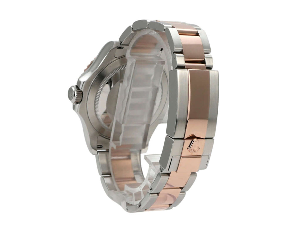 Rolex Yacht-Master 40 Oystersteel Everose-Gold 126621 Schwarz Uhr seitliche Ansicht mit Oystersteel und Everose-Gold Armband