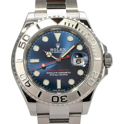Rolex Yacht-Master 40 Oystersteel Platin 126622 Blau - elegante Taucheruhr mit blauem Zifferblatt und Edelstahlband.