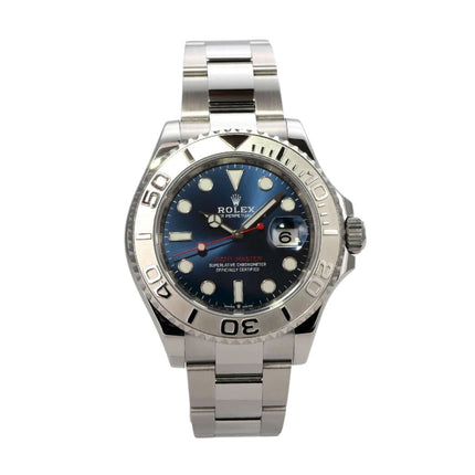 Rolex Yacht-Master 40 Oystersteel Platin 126622 Blau mit blauem Zifferblatt und Edelstahlarmband.