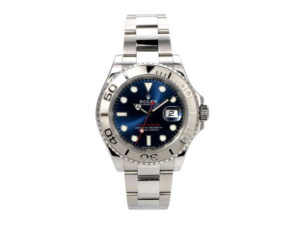Rolex Yacht-Master 40 Oystersteel Platin 126622 Blau Uhr mit blauem Zifferblatt und Oyster-Edelstahlband