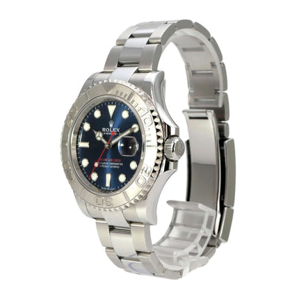 Rolex Yacht-Master 40 Oystersteel Platin 126622 Blau auf Edelstahlband mit blauem Zifferblatt und Platinlünette