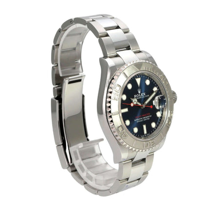 Rolex Yacht-Master 40 Oystersteel Platin 126622 Blau mit Edelstahlarmband und blauem Zifferblatt.