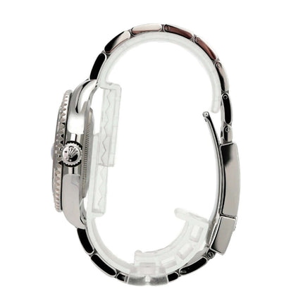 Rolex Yacht-Master 40 Oystersteel Platin 126622 Blau seitliche Ansicht des Gehäuses und Armbands.