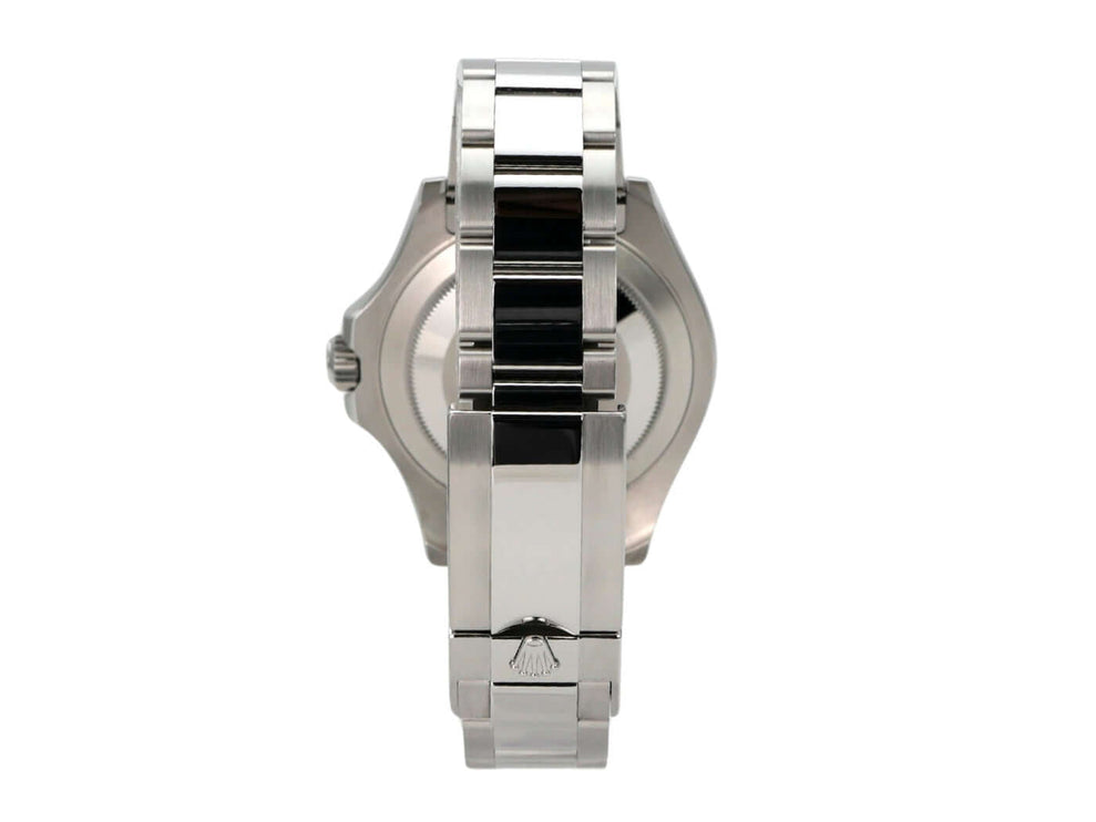 Rolex Yacht-Master 40 Oystersteel Platin 126622 Blau Ansicht der Rückseite mit Oystersteel Band