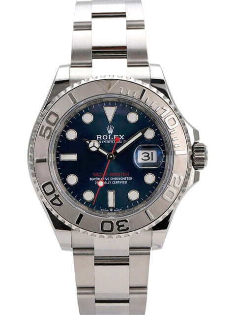 Rolex Yacht-Master 40 Oystersteel Platin 126622 Blau mit blauen Zifferblatt und Oyster-Edelstahlband.