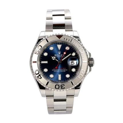 Rolex Yacht-Master 40 Oystersteel Platin 126622 Blau Uhr mit blauen Zifferblatt und 40 mm Edelstahlgehäuse.