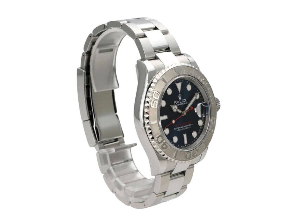 Rolex Yacht-Master 40 Oystersteel Platin 126622 Blau mit poliertem Edelstahlarmband und blauem Zifferblatt