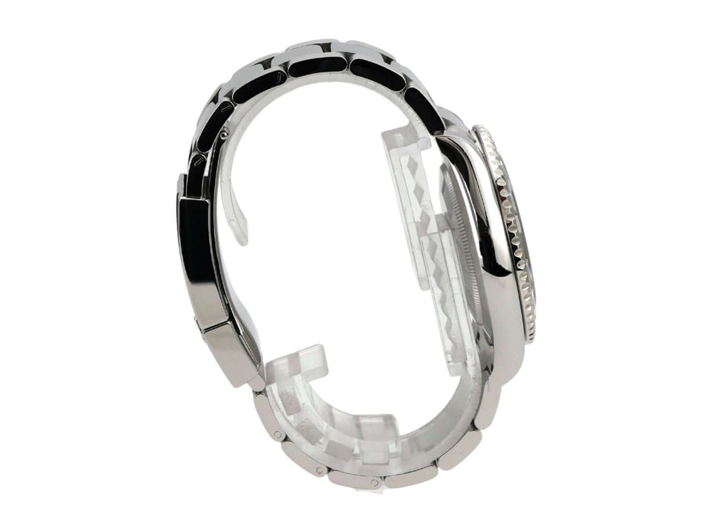 Rolex Yacht-Master 40 Oystersteel Platin 126622 Blau seitliche Ansicht des Armbands und Gehäuses.