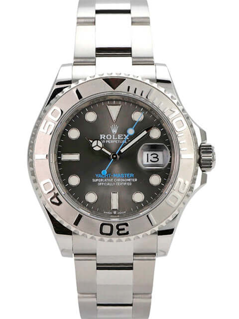 Rolex Yacht-Master 40 Oystersteel Platin 126622 Rhodium Uhr mit schwarzem Zifferblatt und Edelstahlband