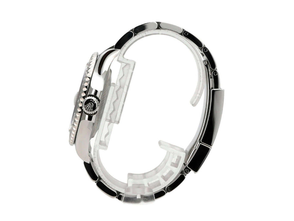 Rolex Yacht-Master 40 Oystersteel Platin 126622 Rhodium seitliche Ansicht mit poliertem und satiniertem Edelstahlband.
