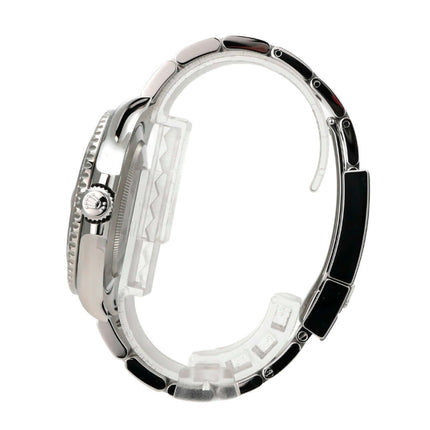 Rolex Yacht-Master 40 Oystersteel Platin 126622 Rhodium seitliches Ansicht des Edelstahlarmbands und Gehäuses.