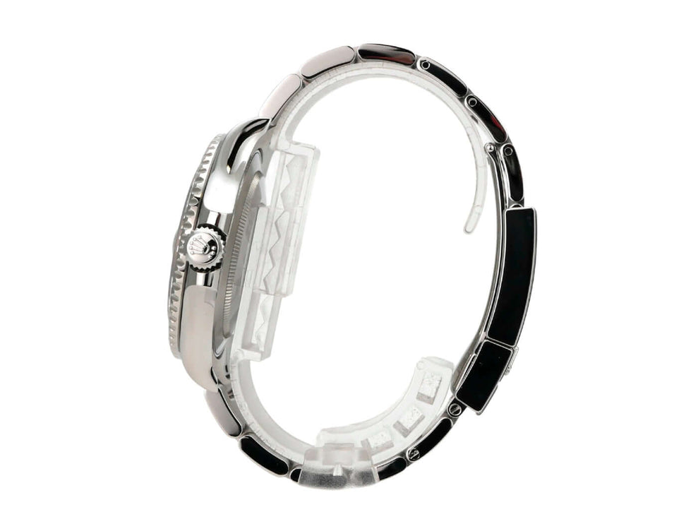 Rolex Yacht-Master 40 Oystersteel Platin 126622 Rhodium seitliches Ansicht des Edelstahlarmbands und Gehäuses.