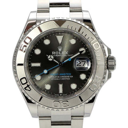 Rolex Yacht-Master 40 Oystersteel Platin 126622 Rhodium mit schwarzem Zifferblatt und Edelstahlband.