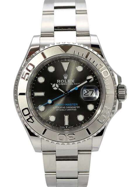 Rolex Yacht-Master 40 Oystersteel Platin 126622 Rhodium mit schwarzem Zifferblatt und Edelstahlband.