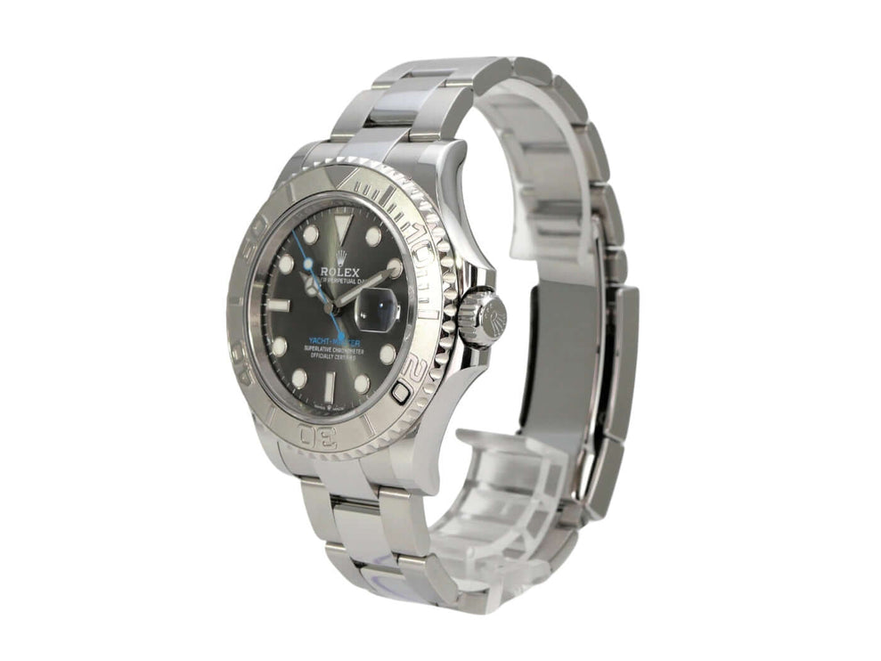 Rolex Yacht-Master 40 Oystersteel Platin 126622 Rhodium mit poliertem Edelstahlband und rhodiumfarbenem Zifferblatt.