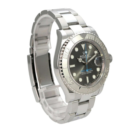 Rolex Yacht-Master 40 Oystersteel Platin 126622 Rhodium mit poliertem Edelstahlarmband und dunklem Zifferblatt
