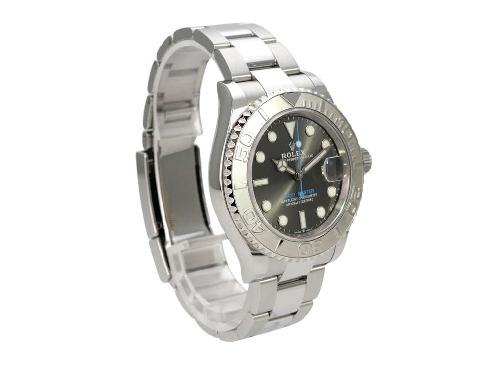 Rolex Yacht-Master 40 Oystersteel Platin 126622 Rhodium mit poliertem Edelstahlarmband und dunklem Zifferblatt