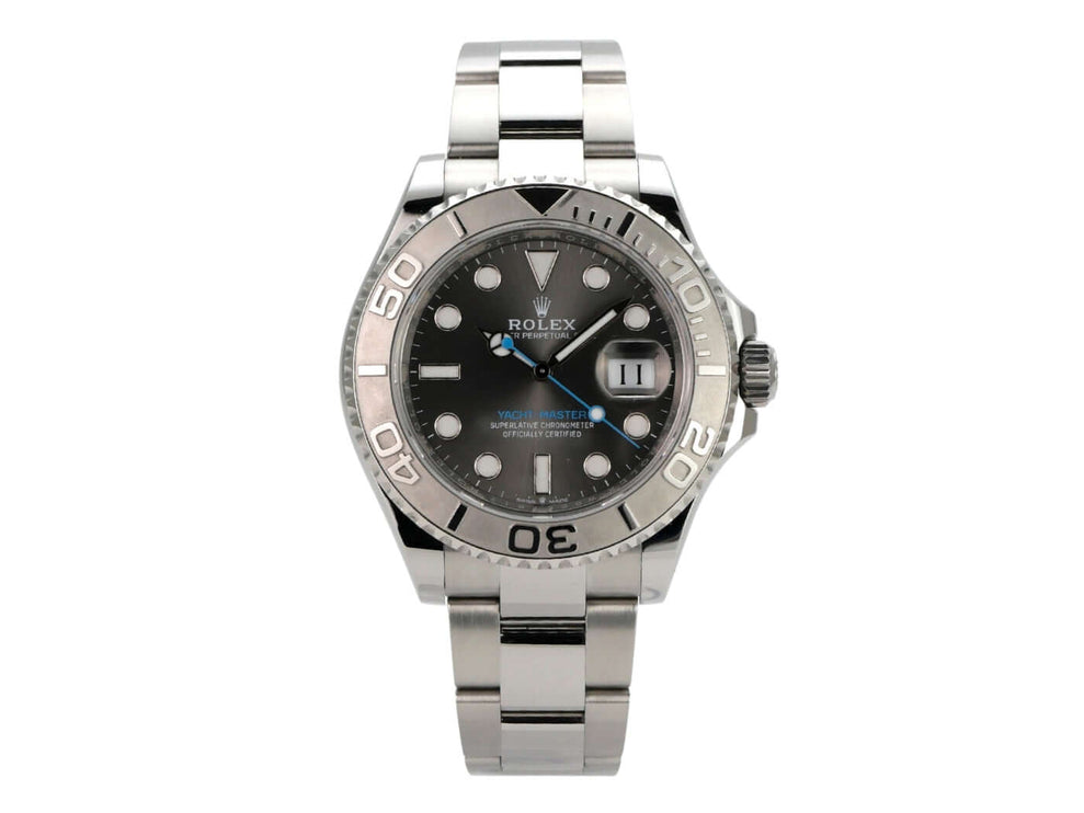Rolex Yacht-Master 40 Oystersteel Platin 126622 Rhodium mit schwarzem Zifferblatt und Edelstahlarmband