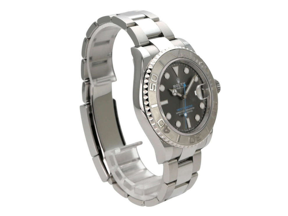 Rolex Yacht-Master 40 Oystersteel Platin 126622 Rhodium Uhr mit Edelstahlarmband und rhodiumfarbenem Zifferblatt.