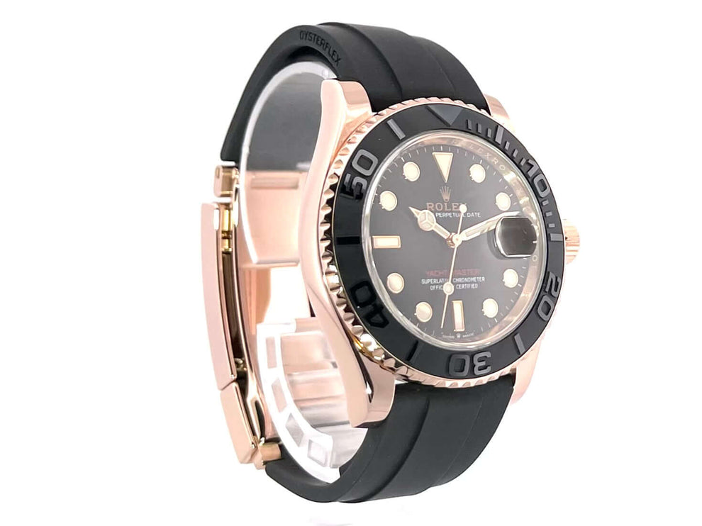 Rolex Yacht-Master 40 Everose-Gold 126655, schwarzes Zifferblatt, Kautschukband, Keramik Lünette, luxuriöse Armbanduhr aus 2021