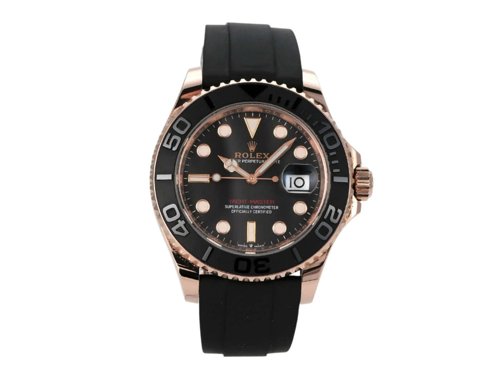 Rolex Yacht-Master 40 Everose-Gold 126655 mit schwarzem Zifferblatt und Kautschukband