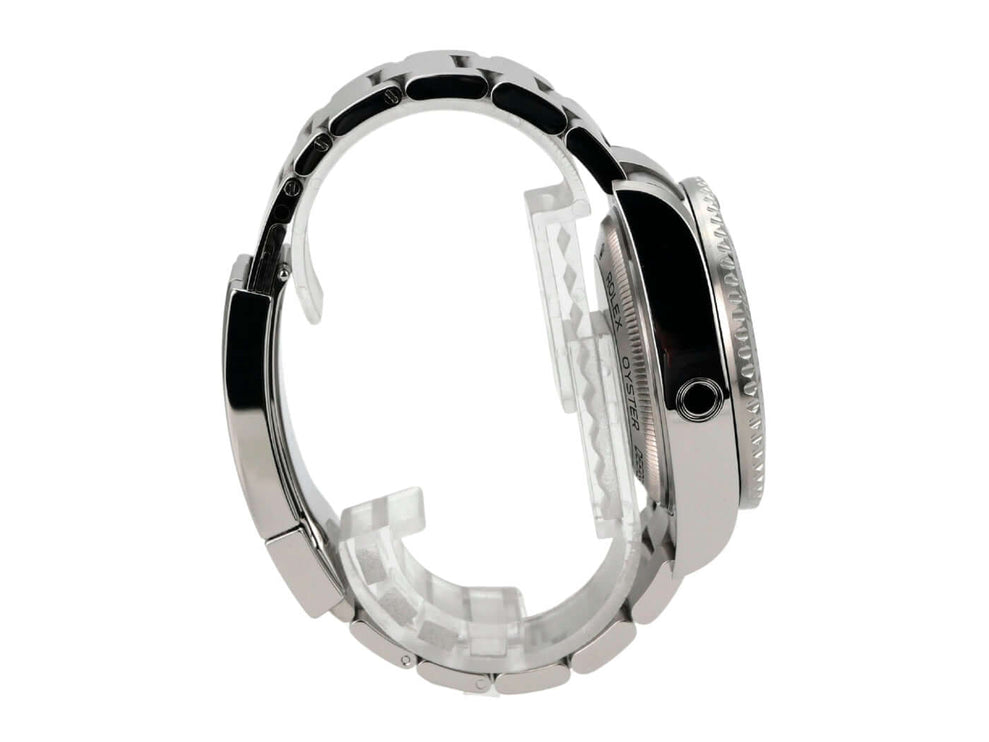 Rolex Sea-Dweller Deepsea 126660 D-Blue Edelstahlgehäuse seitliche Ansicht mit Keramikeinlage.