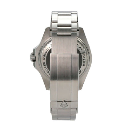 Rolex Sea-Dweller Deepsea 126660 D-Blue Rückansicht mit Edelstahlarmband und Sicherheitsfaltschließe.