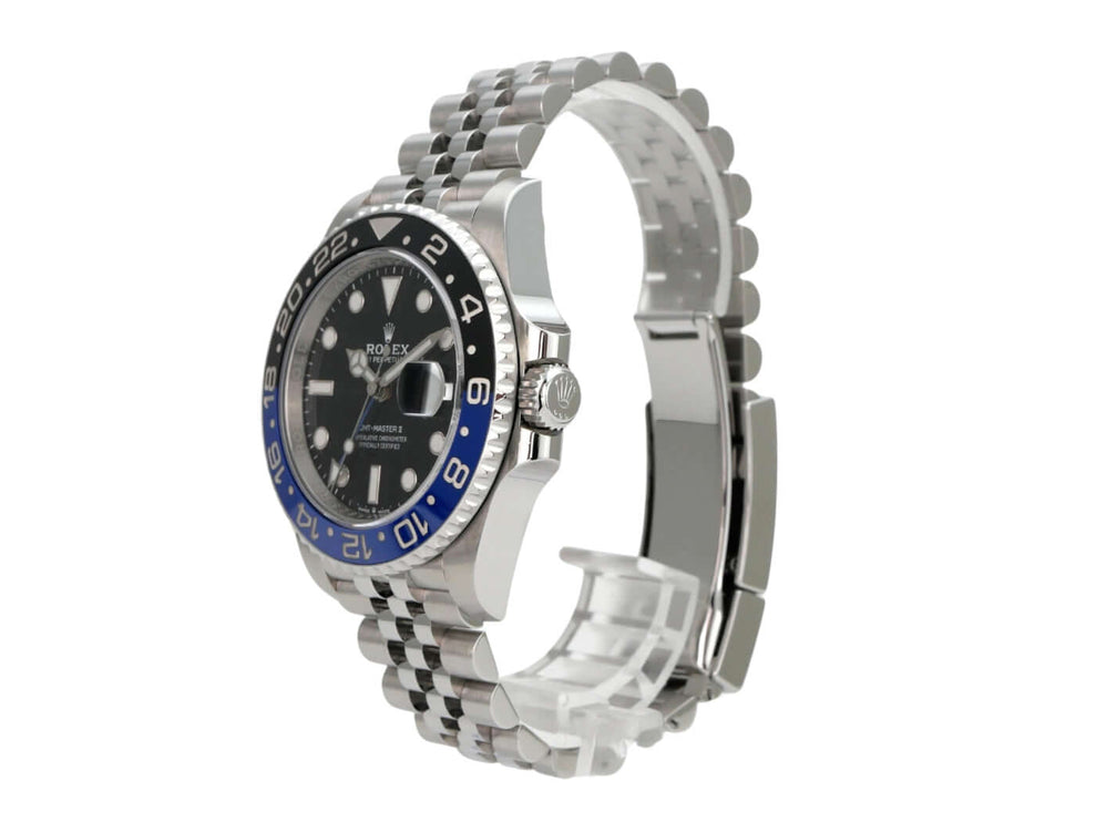 Rolex GMT-Master II 126710BLNR Edelstahl mit schwarzem Zifferblatt und blau/schwarzer Lünette