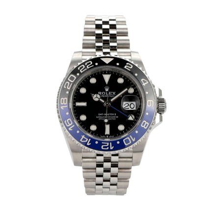 Rolex GMT-Master II 126710BLNR, Edelstahl, 40 mm, schwarzes Zifferblatt, blaue Keramikeinlage, Jubile-Armband.