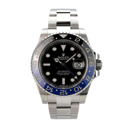 Rolex GMT-Master II Edelstahl 126710BLNR Oyster-Band mit schwarzem Zifferblatt und blauer Keramikeinlage