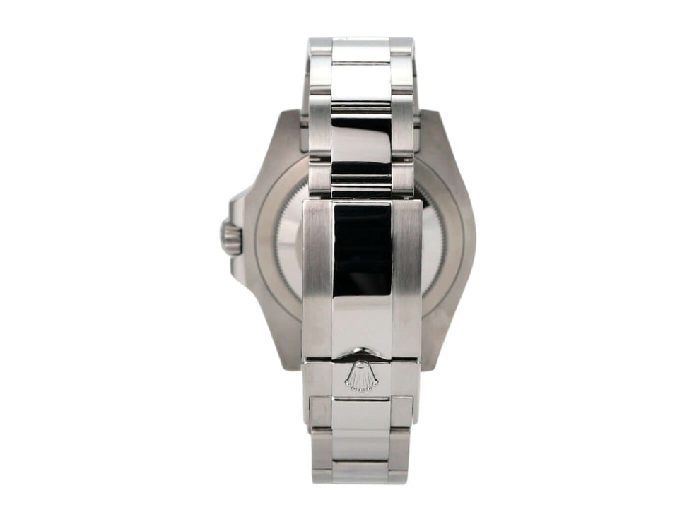 Rolex GMT-Master II Edelstahl 126710BLNR Oyster-Band Rückansicht des Edelstahlarmbands mit Sicherheitsfaltschließe.