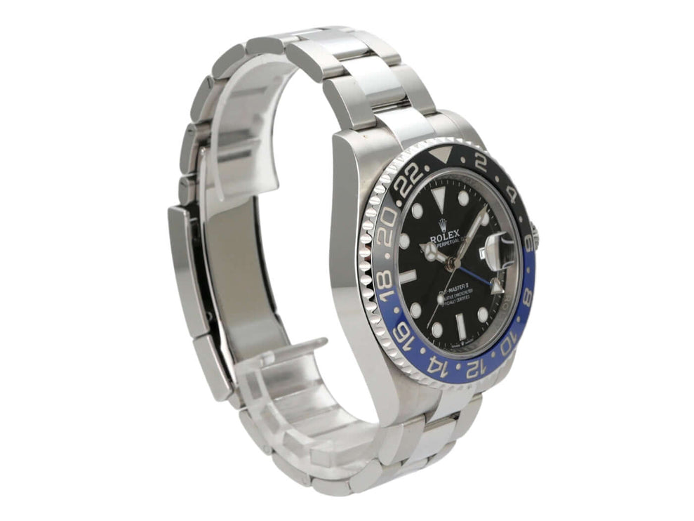 Rolex GMT-Master II Edelstahl 126710BLNR Oyster-Band mit schwarzem Zifferblatt und blau-schwarzer Lünette