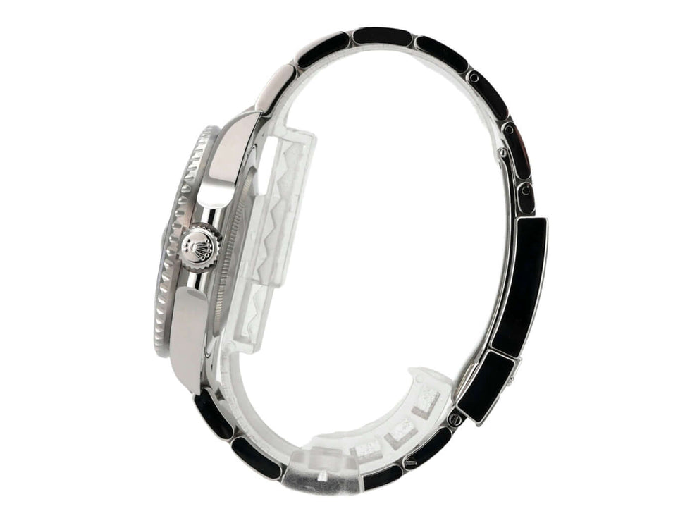 Rolex GMT-Master II Edelstahl 126710BLNR Oyster-Band seitliche Ansicht des Gehäuses und Armbands