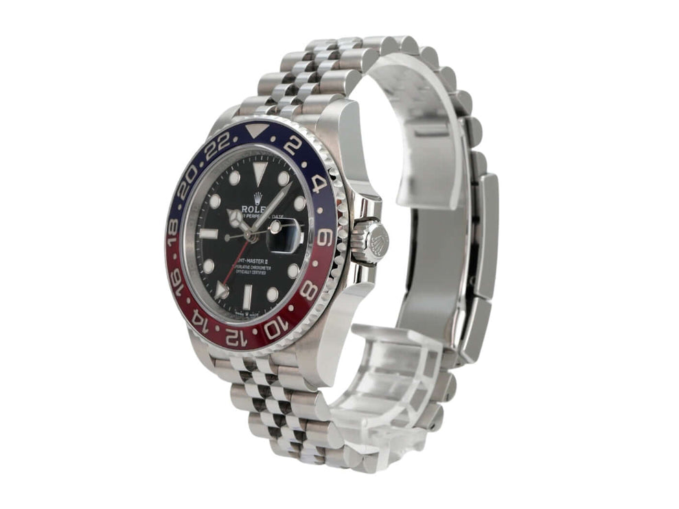 Rolex GMT-Master II Edelstahl 126710BLRO mit schwarzem Zifferblatt und Jubile-Edelstahlarmband