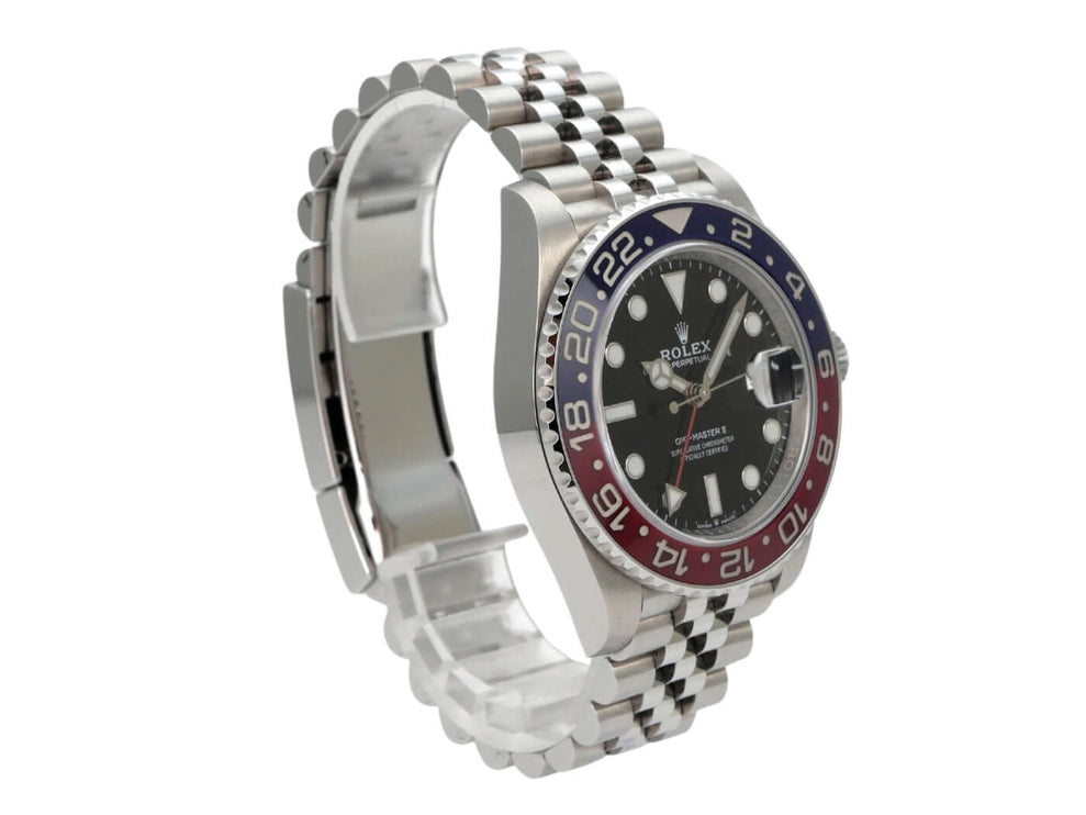Rolex GMT-Master II Edelstahl 126710BLRO mit schwarzem Zifferblatt und Jubilé Edelstahlarmband