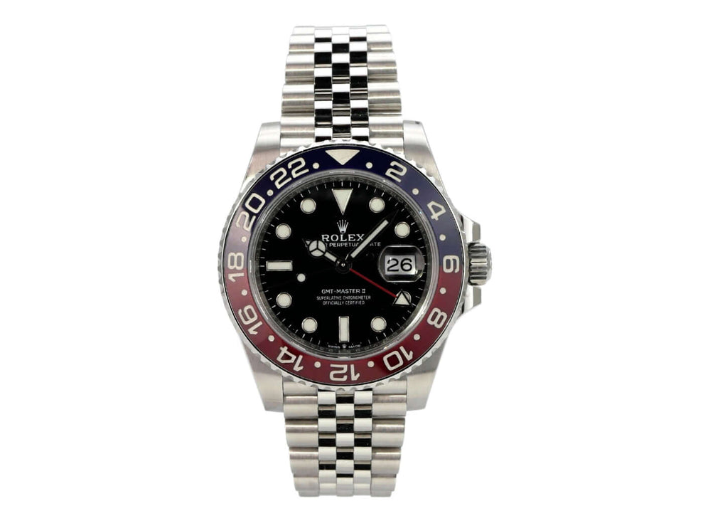 Rolex GMT-Master II Edelstahl 126710BLRO mit blau-roter Keramik-Lünette und Jubilé-Armband