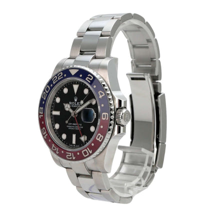Rolex GMT-Master II Edelstahl 126710BLRO Oyster-Band mit schwarzem Zifferblatt und blau-roter Lünette