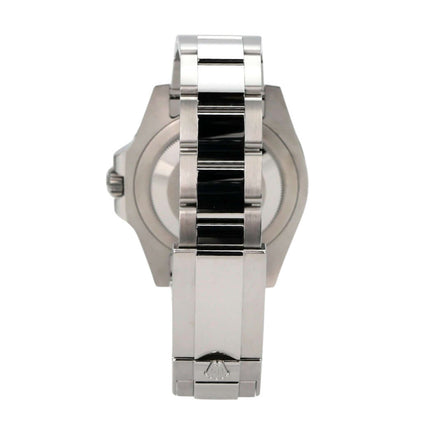 Rolex GMT-Master II Edelstahl 126710BLRO Oyster-Band Rückansicht mit poliertem Edelstahlarmband.