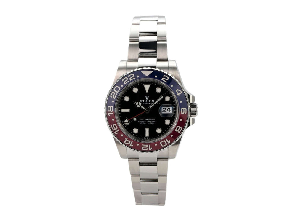 Rolex GMT Master II Edelstahl 126710BLRO mit schwarzem Zifferblatt und rot-blauer Lünette