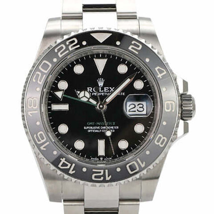 Rolex GMT-Master II Edelstahl 126710GRNR, schwarzes Zifferblatt, Oyster-Armband und schwarz-graue Keramiklünette