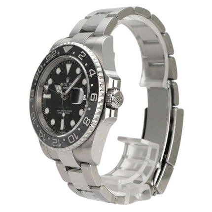 Rolex GMT-Master II Edelstahl 126710GRNR, schwarzes Zifferblatt, Edelstahlarmband und GMT-Lünette