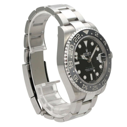 Rolex GMT-Master II Edelstahl 126710GRNR mit schwarzem Zifferblatt, GMT-Lünette und Oyster-Armband