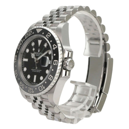 Rolex GMT-Master II Edelstahl 126710GRNR Jubile-Band, schwarze GMT-Uhr mit Edelstahlgehäuse und Jubilé-Armband