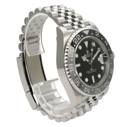 Rolex GMT-Master II Edelstahl 126710GRNR Jubile-Band mit schwarzem Zifferblatt und schwarz/grauer Keramiklünette