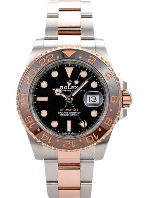 Rolex GMT-Master II 126711CHNR, Edelstahl und Everose-Gold, schwarzes Zifferblatt, 40 mm Gehäuse, drehbare Lünette.