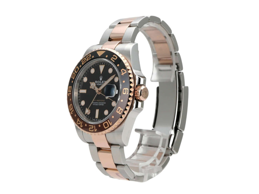 Rolex GMT-Master II Edelstahl Everose-Gold 126711CHNR mit schwarzem Zifferblatt und keramischer Lünette.