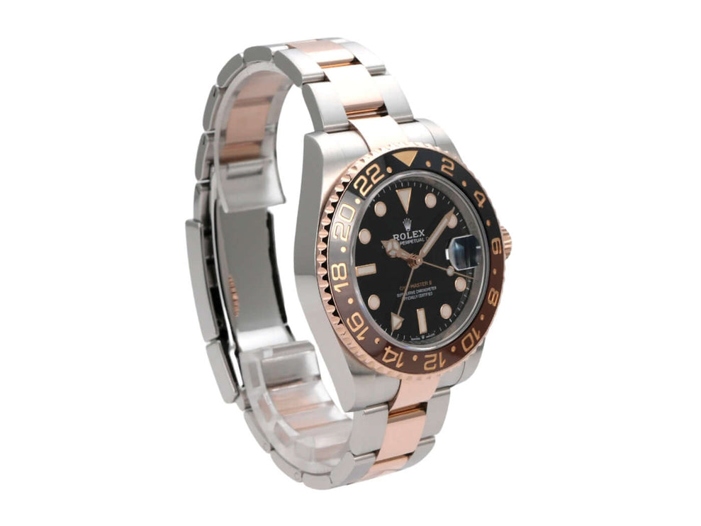 Rolex GMT-Master II Edelstahl Everose-Gold 126711CHNR, hochwertige Uhr mit schwarzem Zifferblatt und Everose-Gold-Details.