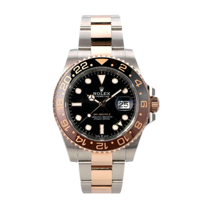 Rolex GMT-Master II Edelstahl Everose-Gold 126711CHNR mit schwarzem Zifferblatt und geriffelter Lünette